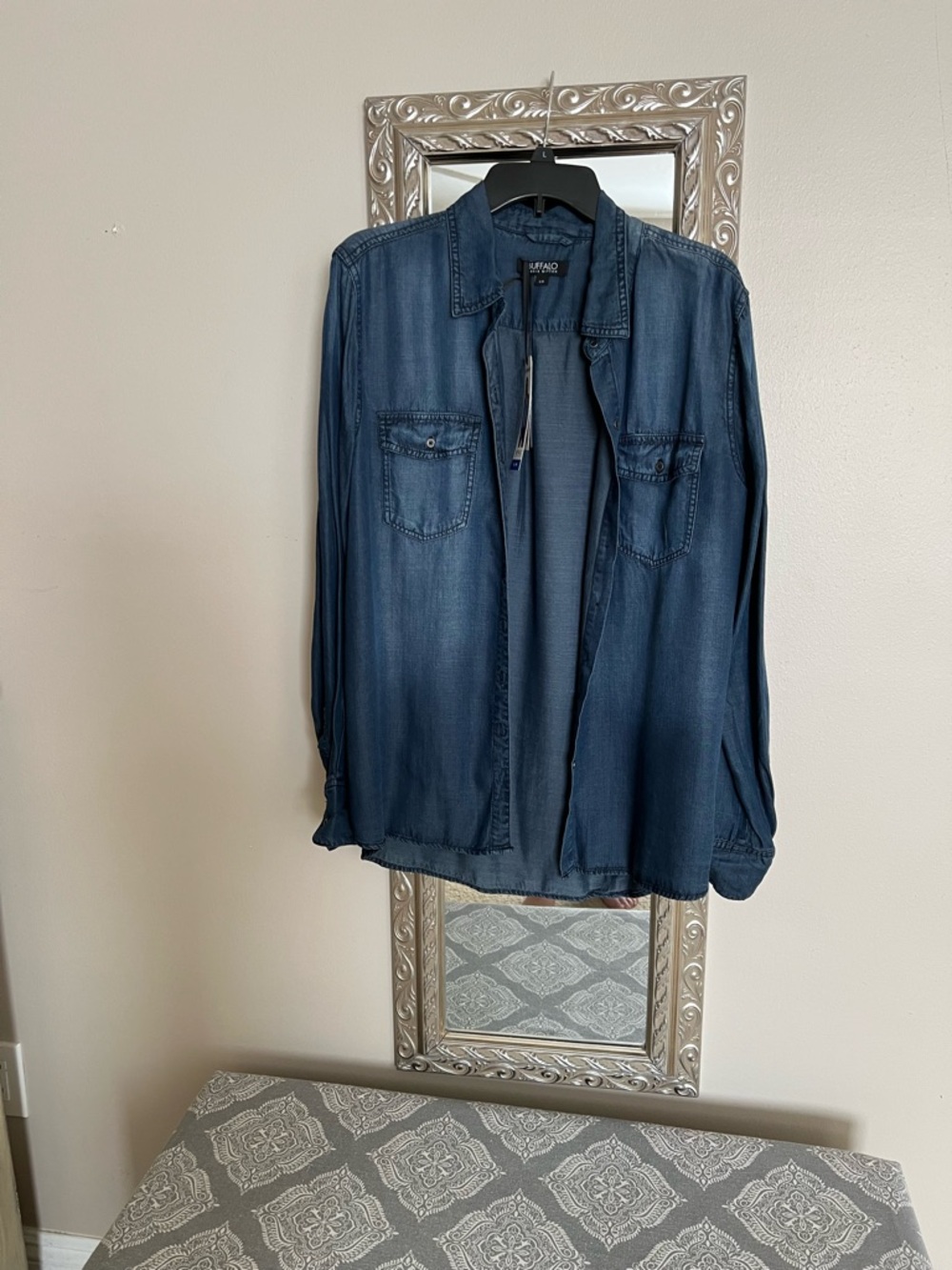 Buffalo David bitton women  Indigo Blue Denim Button-Up Shirt